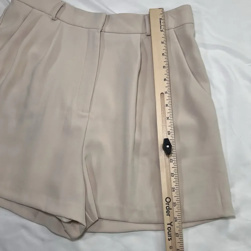 Amanda Uprichard Revolve Jane Shorts Size L Light Blush Beige Lined Tailored